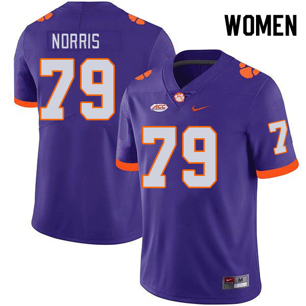 Women #79 Jake Norris Clemson Tigers College Football Jerseys Stitched-Purple